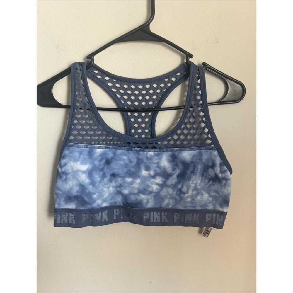 Victoria's Secret Pink Ultimate Push Up Sports Bra Women L Gym Tie Dye Mesh